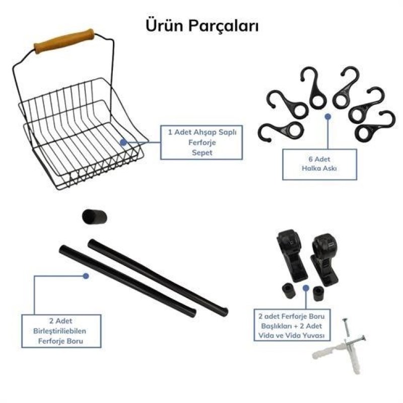 Livensense | Livensense® Retro Ferforje Askılı Siyah  Ahşap Kulplu Düzenleyici Mutfak Sepeti | Livensense® Retro Ferforje Askılı Siyah  Ahşap Kulplu Düzenleyici Mutfak Sepeti 7