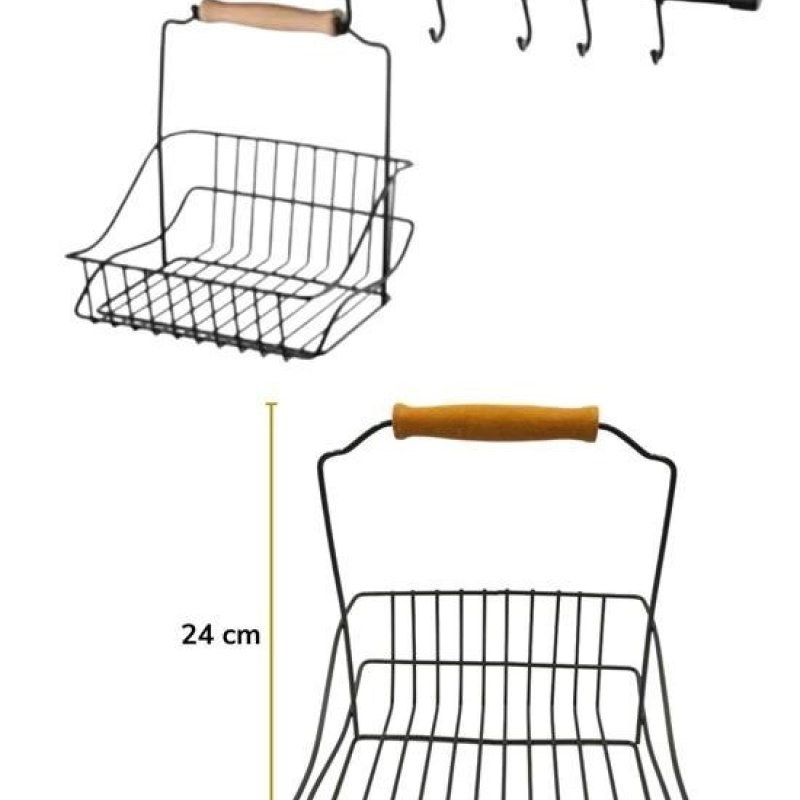 Livensense | Livensense® Retro Ferforje Askılı Siyah  Ahşap Kulplu Düzenleyici Mutfak Sepeti | Livensense® Retro Ferforje Askılı Siyah  Ahşap Kulplu Düzenleyici Mutfak Sepeti 16