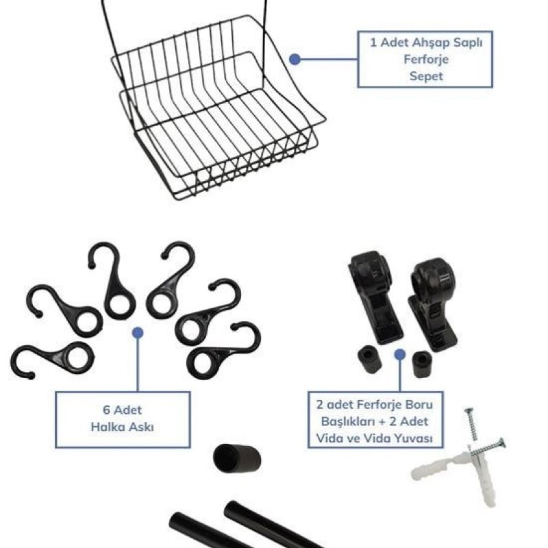 Livensense | Livensense® Retro Ferforje Askılı Siyah  Ahşap Kulplu Düzenleyici Mutfak Sepeti | Livensense® Retro Ferforje Askılı Siyah  Ahşap Kulplu Düzenleyici Mutfak Sepeti 17